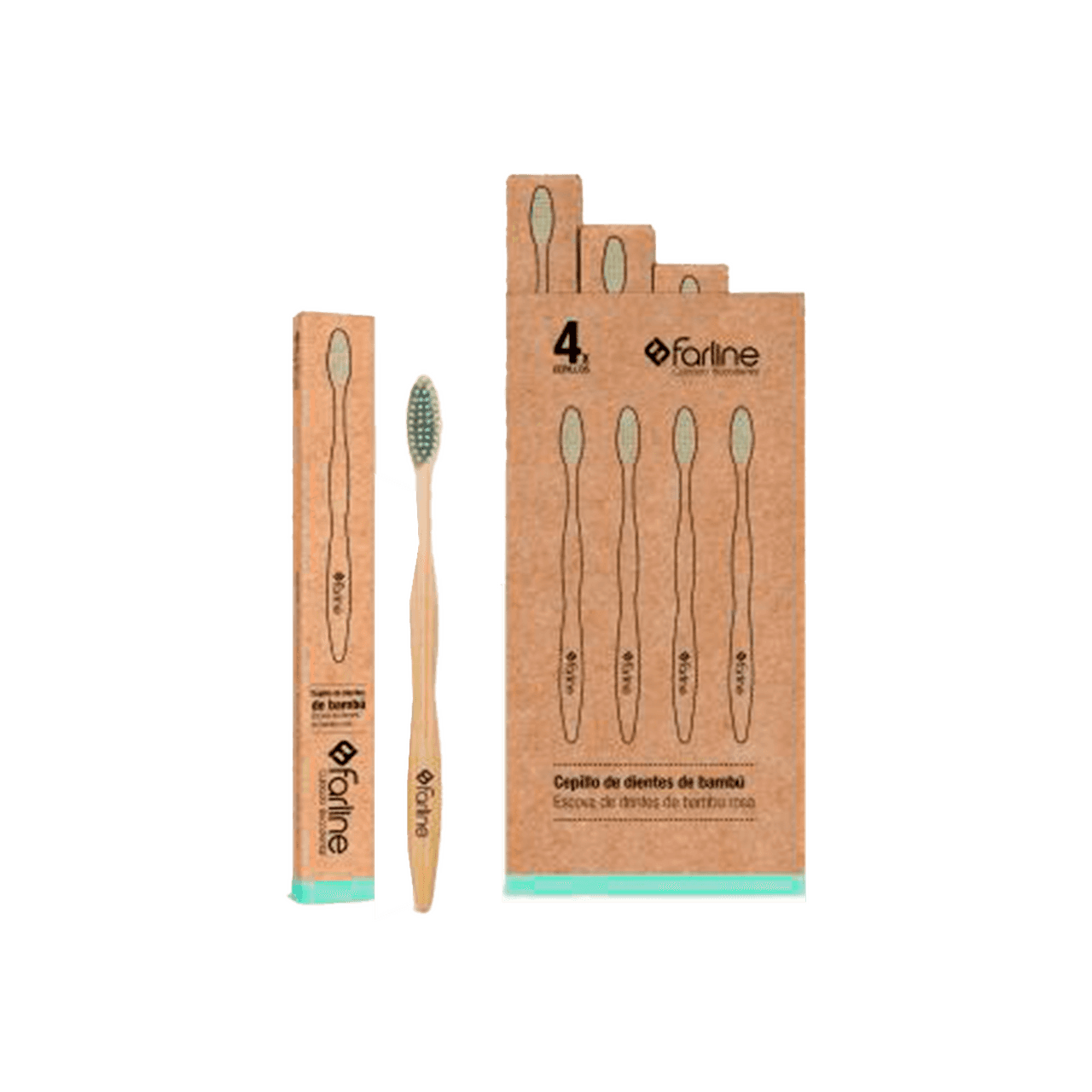Farline Cepillo Dental de Bambú Verde 1ud